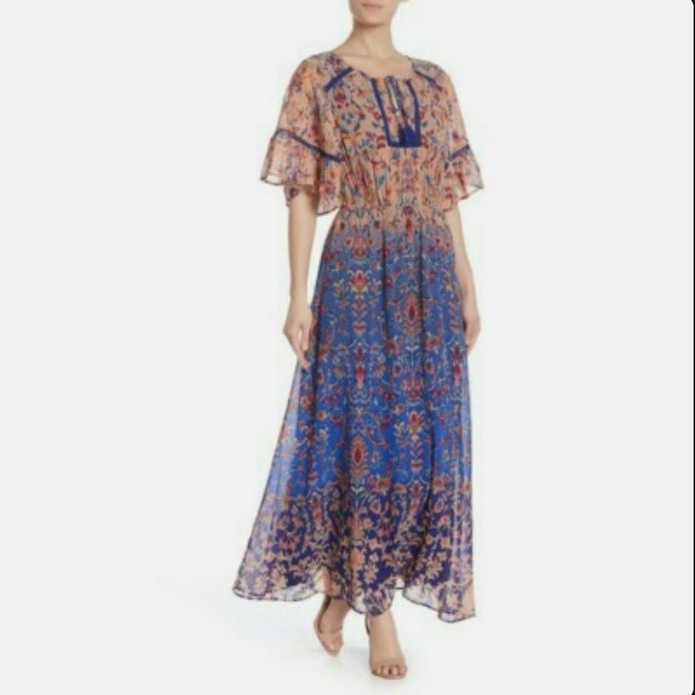 DR2 Floral Maxi Dress in Blue and Orange